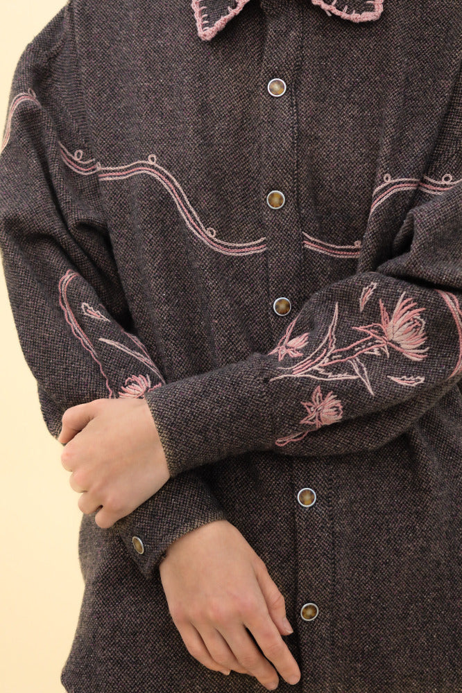 CAMISA LAUREL LANA BORDADA